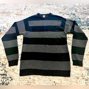 Gap Cotton Crewneck Sweater - Men’s Medium - Black / Gray Striped